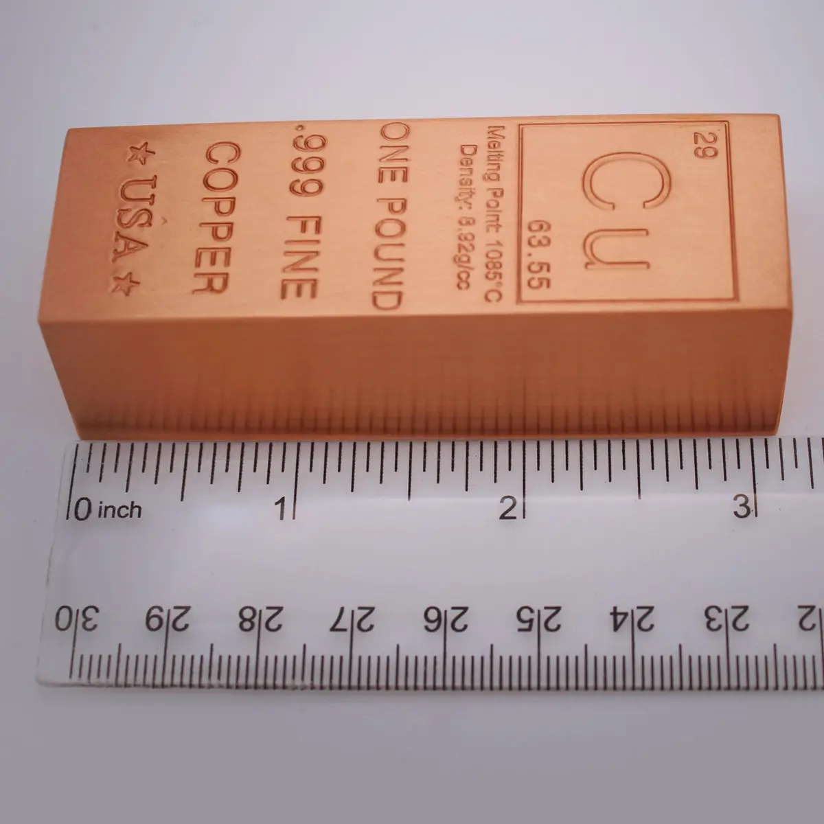 MINT STATE GOLD 1 Pound Copper Bar Trapezoid Ingot .999 Pure Paperweight | Periodic Element Design - view 4