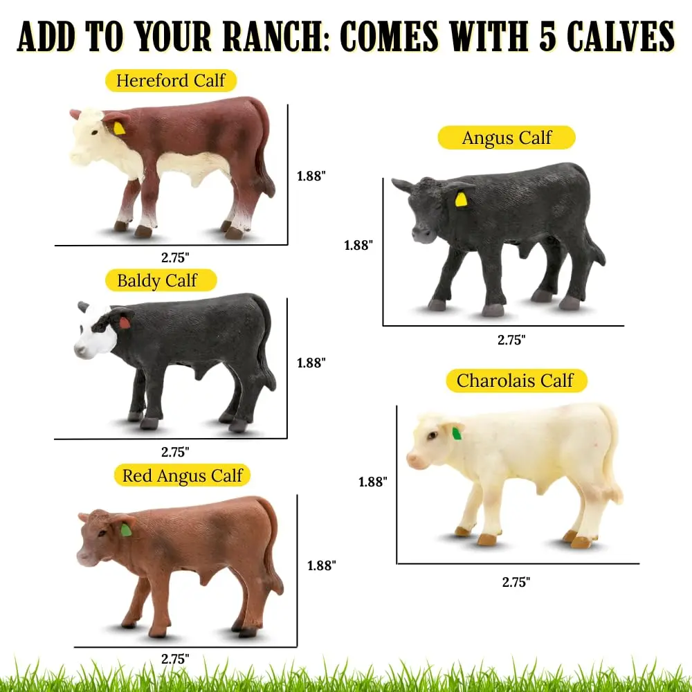 Little Buster Toys Calves Set 5 Pack | Realistic 1/16th Scale Farm Animals - view 3