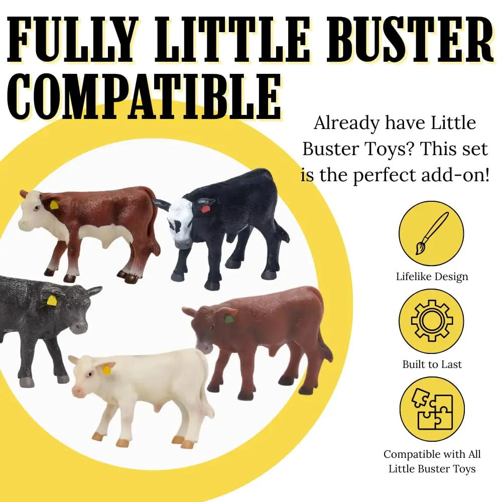Little Buster Toys Calves Set 5 Pack | Realistic 1/16th Scale Farm Animals - view 4