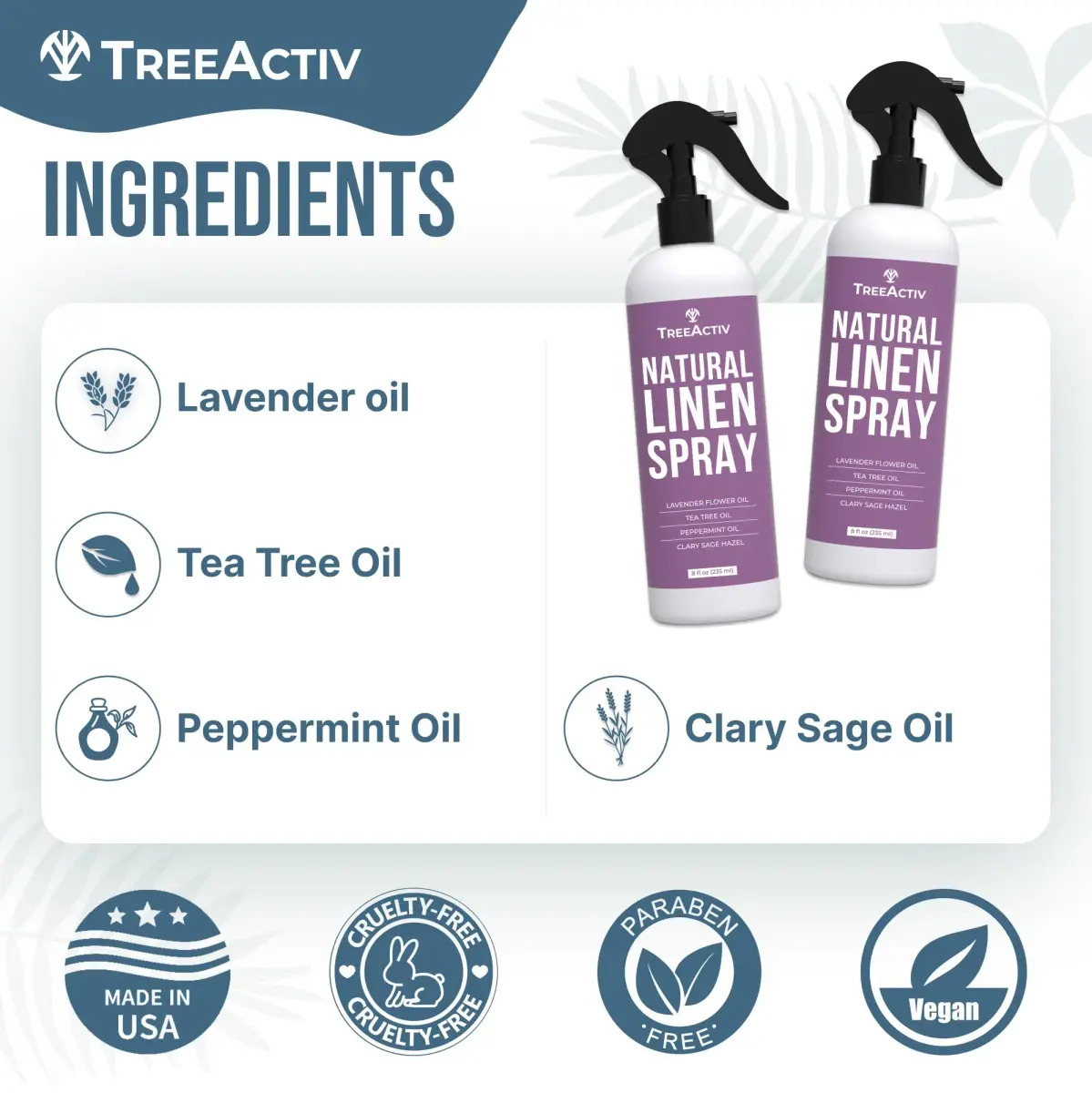 TreeActiv Natural Linen Spray Lavender for Sleep 237ml (8 fl oz) | USA Import for Indian Homes - view 5