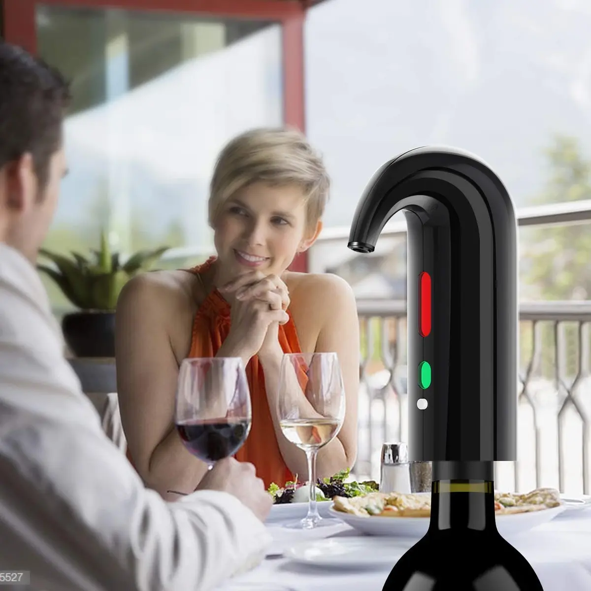Yoocylii Electric Wine Aerator Dispenser Set with LED Display & Vacuum Stopper | 750ml (25.4 Fl Oz) Rechargeable Automatic Pourer - view 6