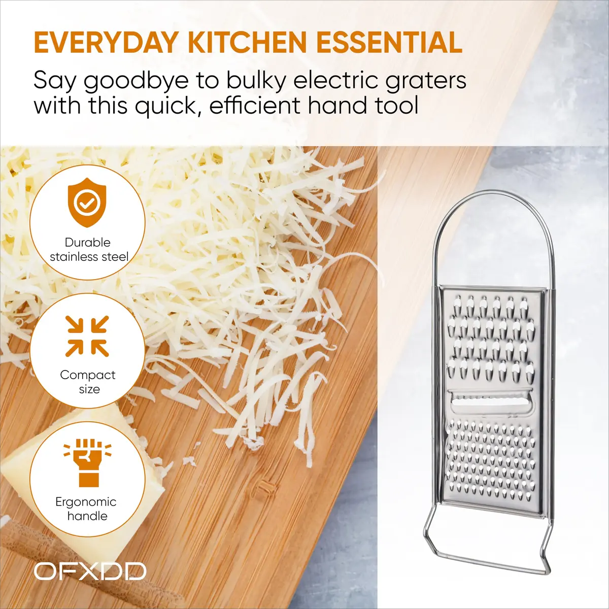 OFXDD Food Grater Metal Cheese Garlic Zester | Ergonomic Flat Vegetable Lemon Ginger Citrus Handheld - view 2