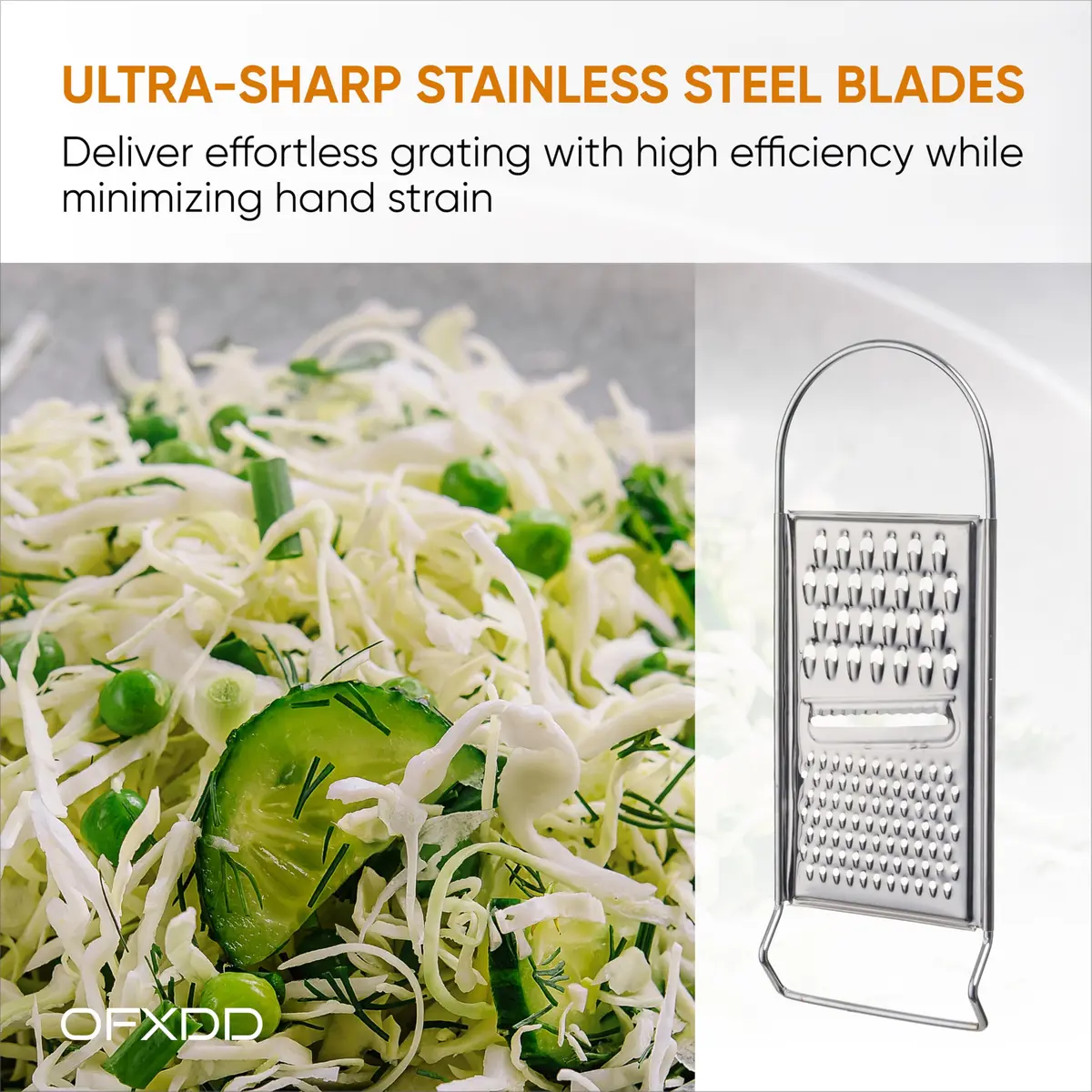 OFXDD Food Grater Metal Cheese Garlic Zester | Ergonomic Flat Vegetable Lemon Ginger Citrus Handheld - view 4