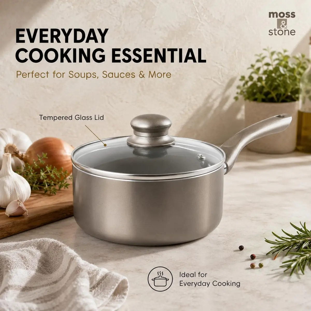 Moss & Stone Pots and Pans Set Nonstick 6-Piece | Induction Compatible, Durable & Stylish - view 4
