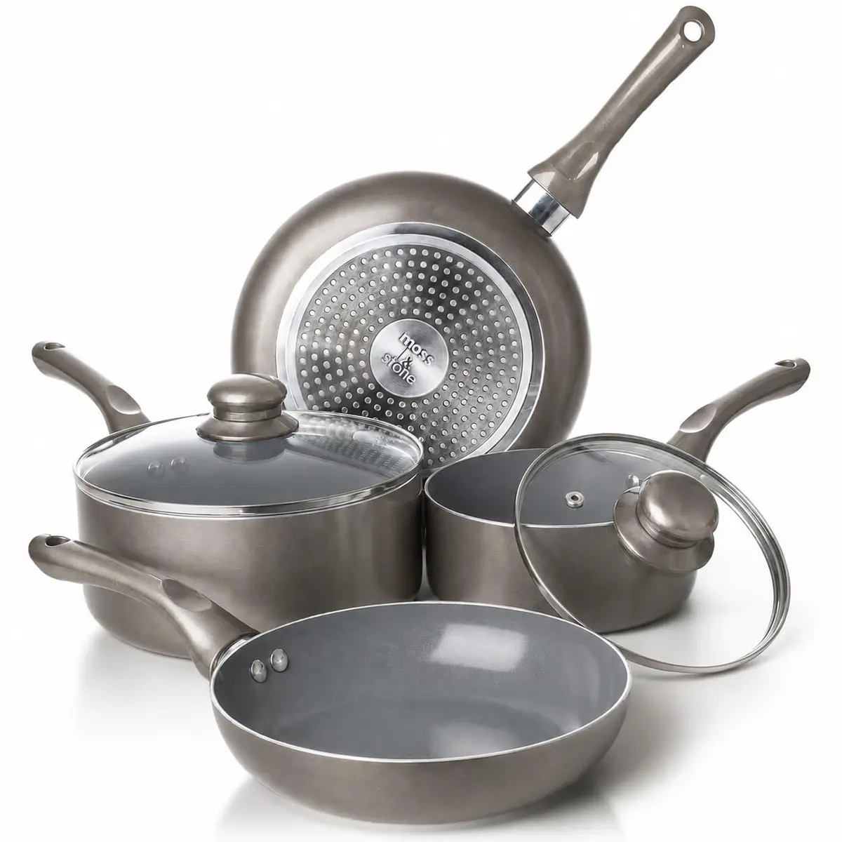 Moss & Stone Pots and Pans Set Nonstick 6-Piece | Induction Compatible, Durable & Stylish - main product image