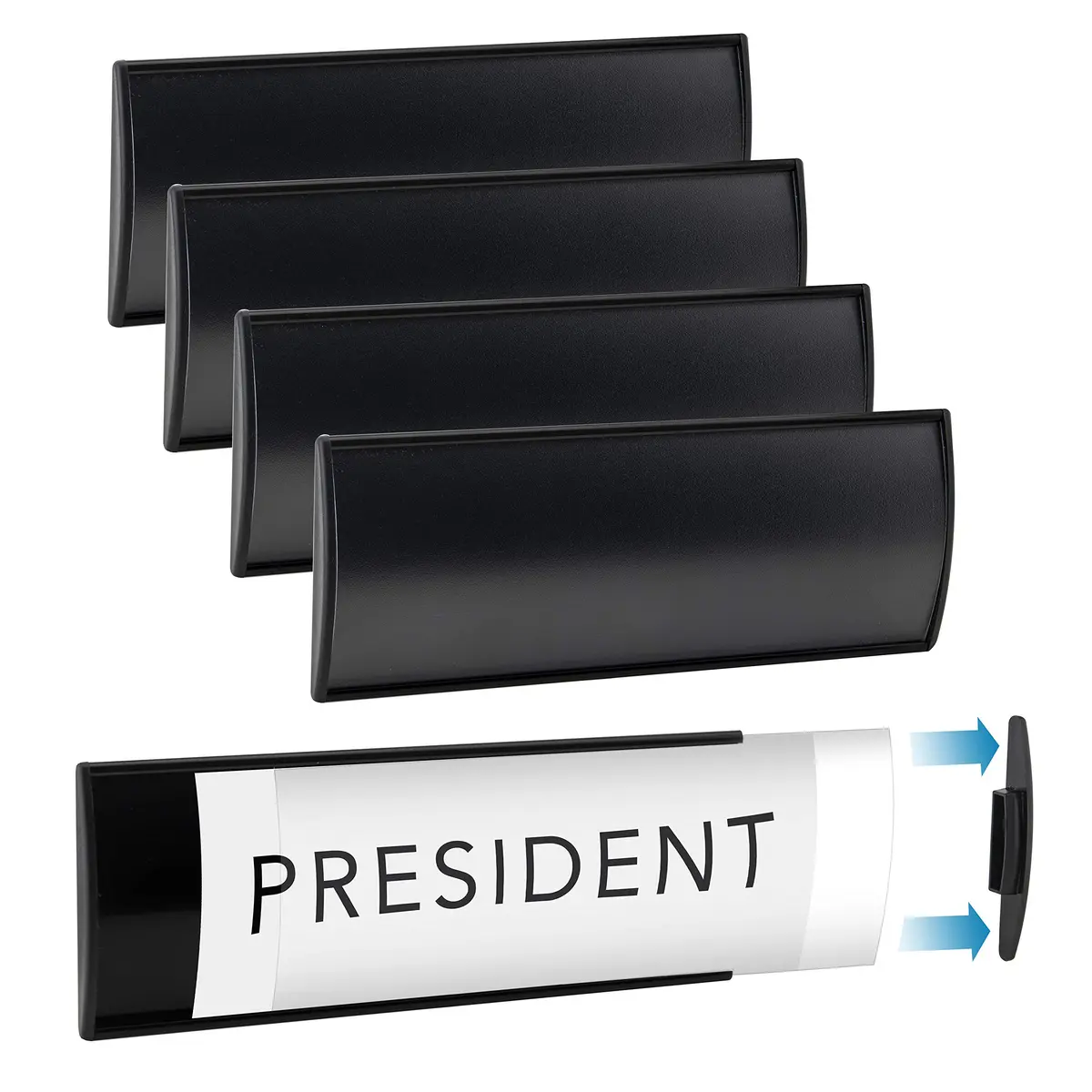 GlossyEnd Black Aluminum Wall Mount Name Plate Holder 8" x 3" | Elegant Office Sign with Adhesive Tape - main product image