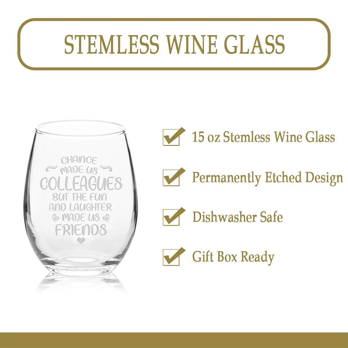 Veracco Stemless Wine Glass 266ml (15 Fl Oz) | Funny Birthday Gift for Friends & Colleagues - view 4