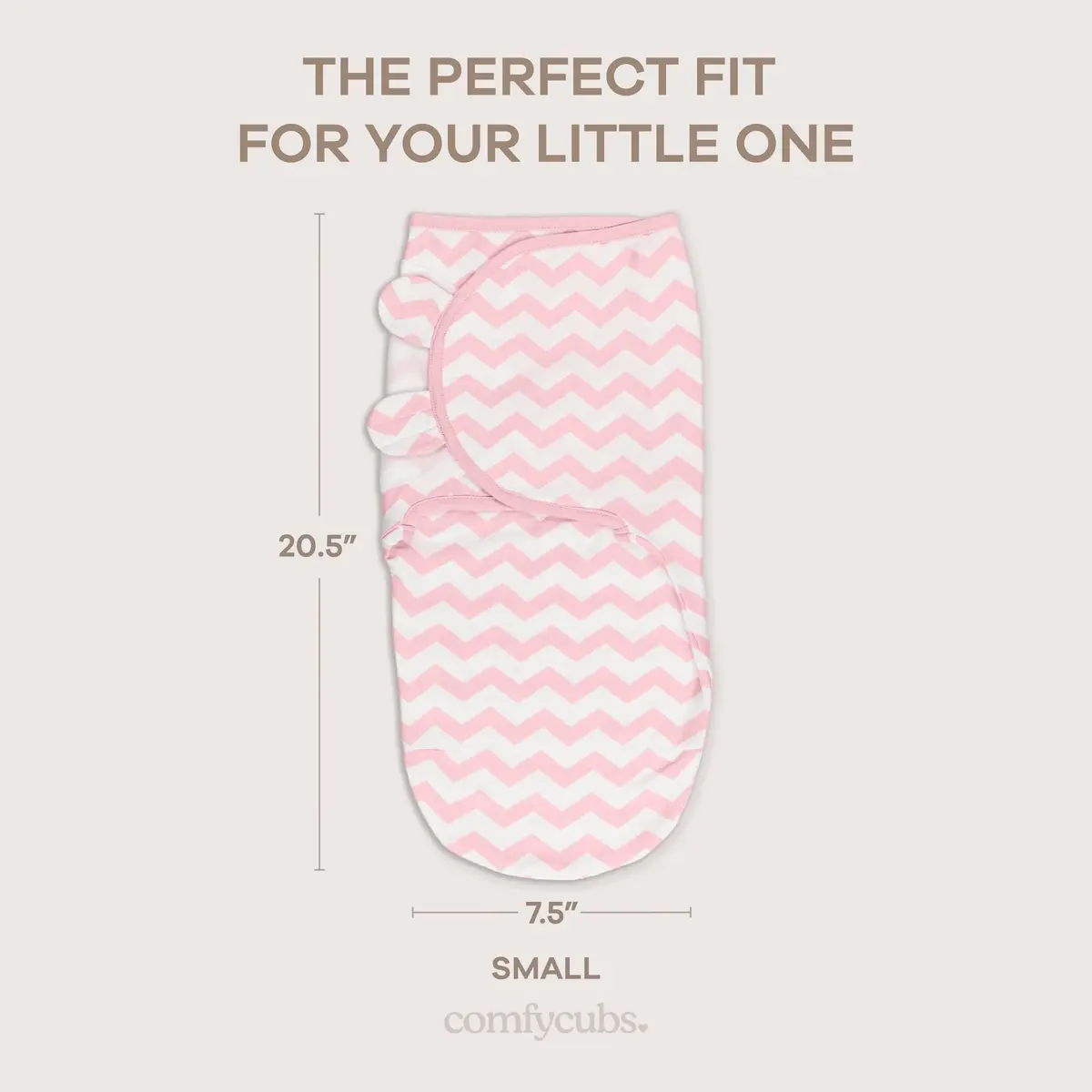 Comfy Cubs Baby Swaddle Blanket Small | Breathable 100% Cotton, Adjustable, 3-Pack Pink - view 5