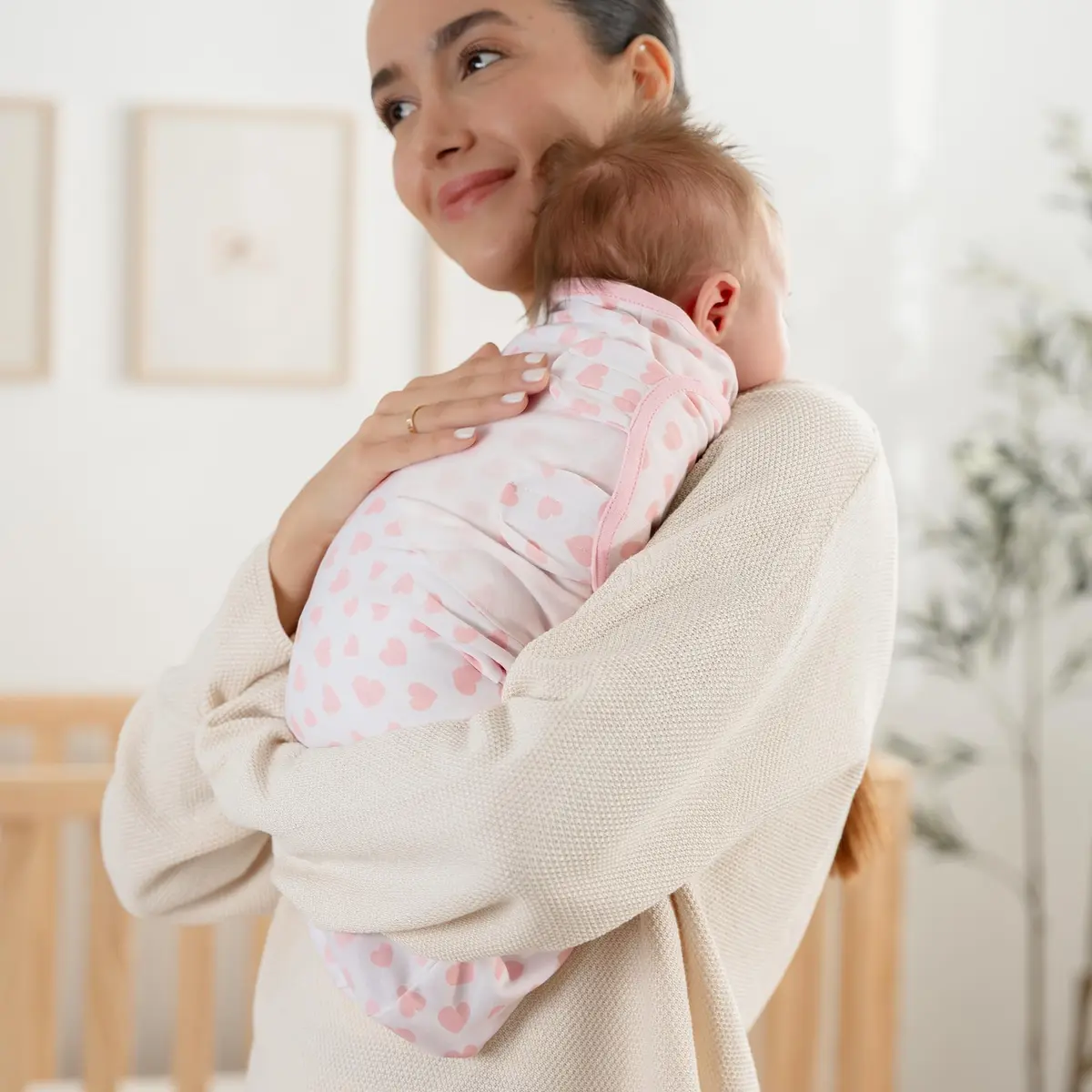 Comfy Cubs Baby Swaddle Blanket Small | Breathable 100% Cotton, Adjustable, 3-Pack Pink - view 2