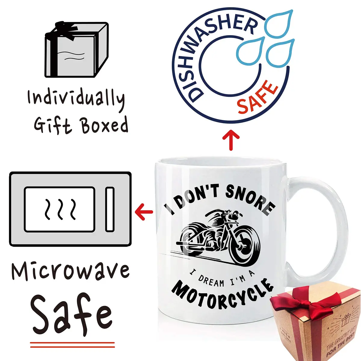 CHIEN-CHI LILI I Don't Snore I Dream I'm A Motorcycle Mug 325ml (11oz) | Funny Biker Gift for Dad Husband Boyfriend Uncle - view 2
