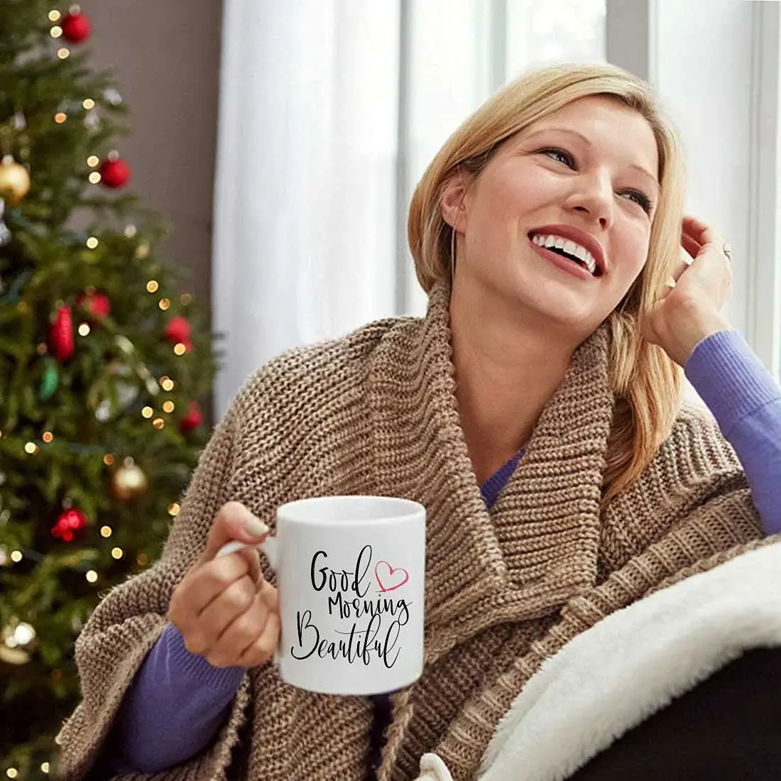 CHIEN-CHI LILI Good Morning Beautiful Coffee Mug 11oz | Sarcastic Gift for Women, Microwave & Dishwasher Safe - view 3