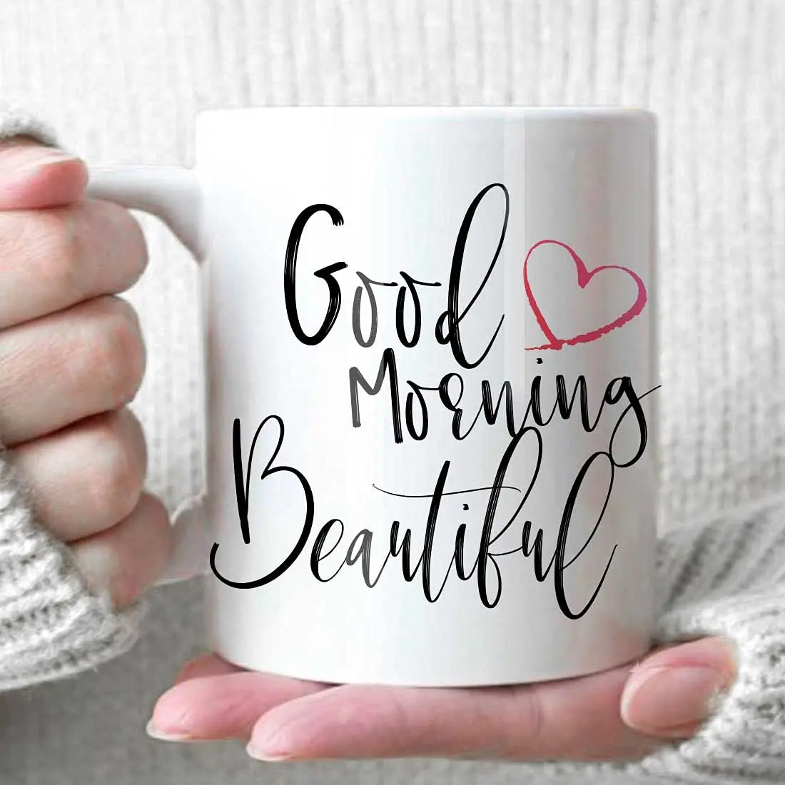 CHIEN-CHI LILI Good Morning Beautiful Coffee Mug 11oz | Sarcastic Gift for Women, Microwave & Dishwasher Safe - view 4