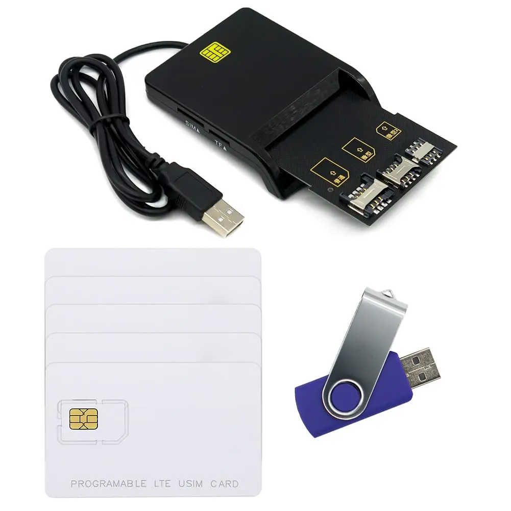 Gialer LTE SIM Card Programmer Kit with 5 Blank Cards & Reader | Windows Compatible - main product image