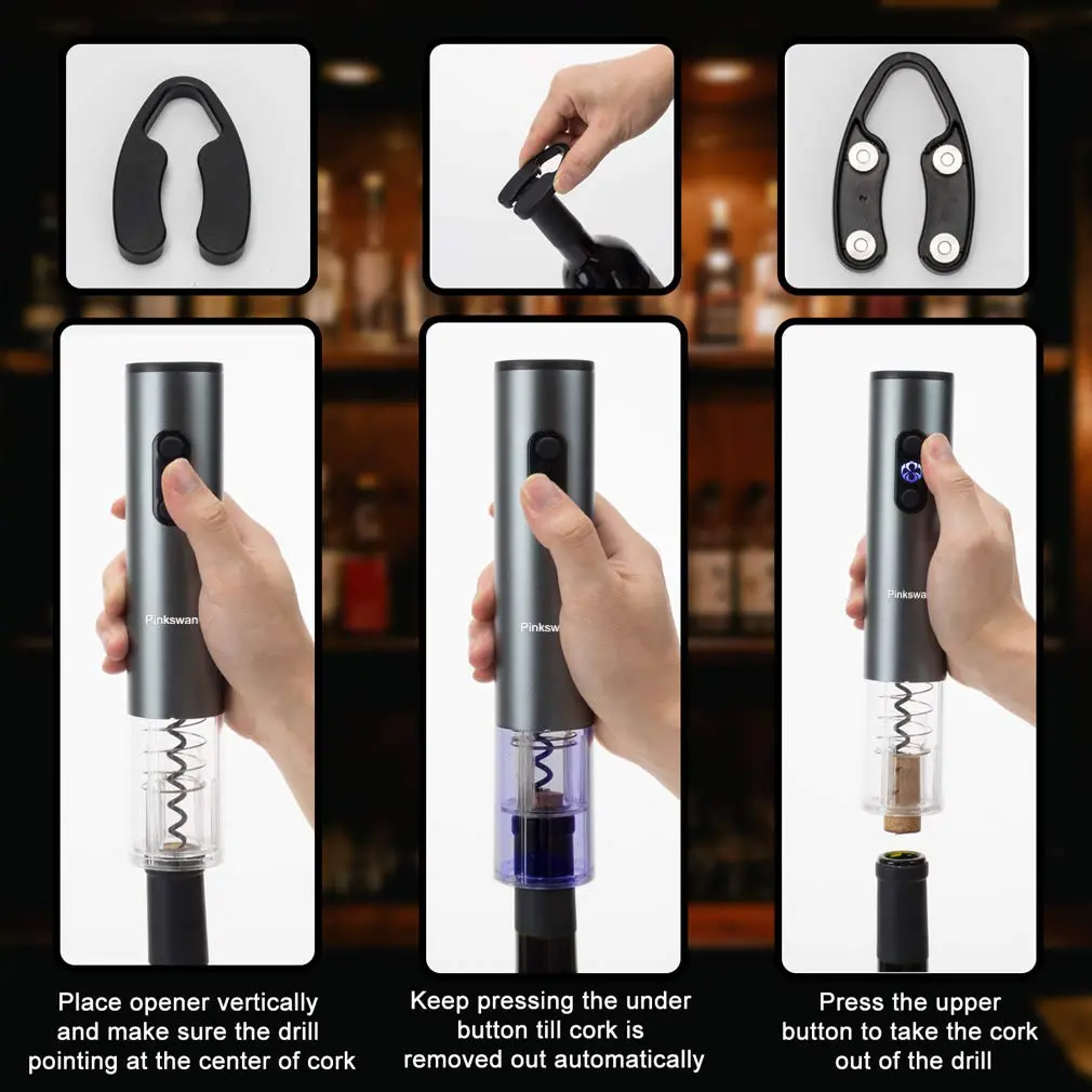 Pinkswan Electric Wine Opener Gift Set with Whiskey Stones | Effortless Corkscrew & Accessories - view 5