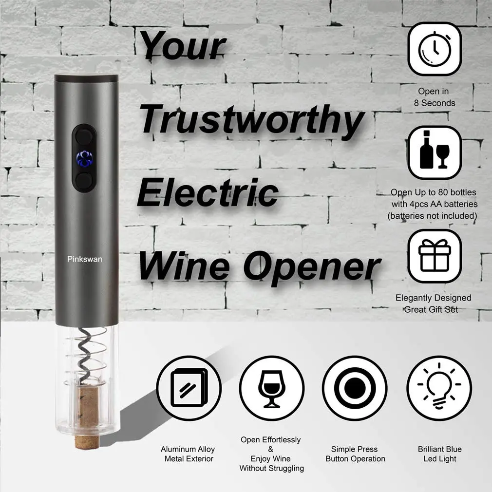 Pinkswan Electric Wine Opener Gift Set with Whiskey Stones | Effortless Corkscrew & Accessories - view 4