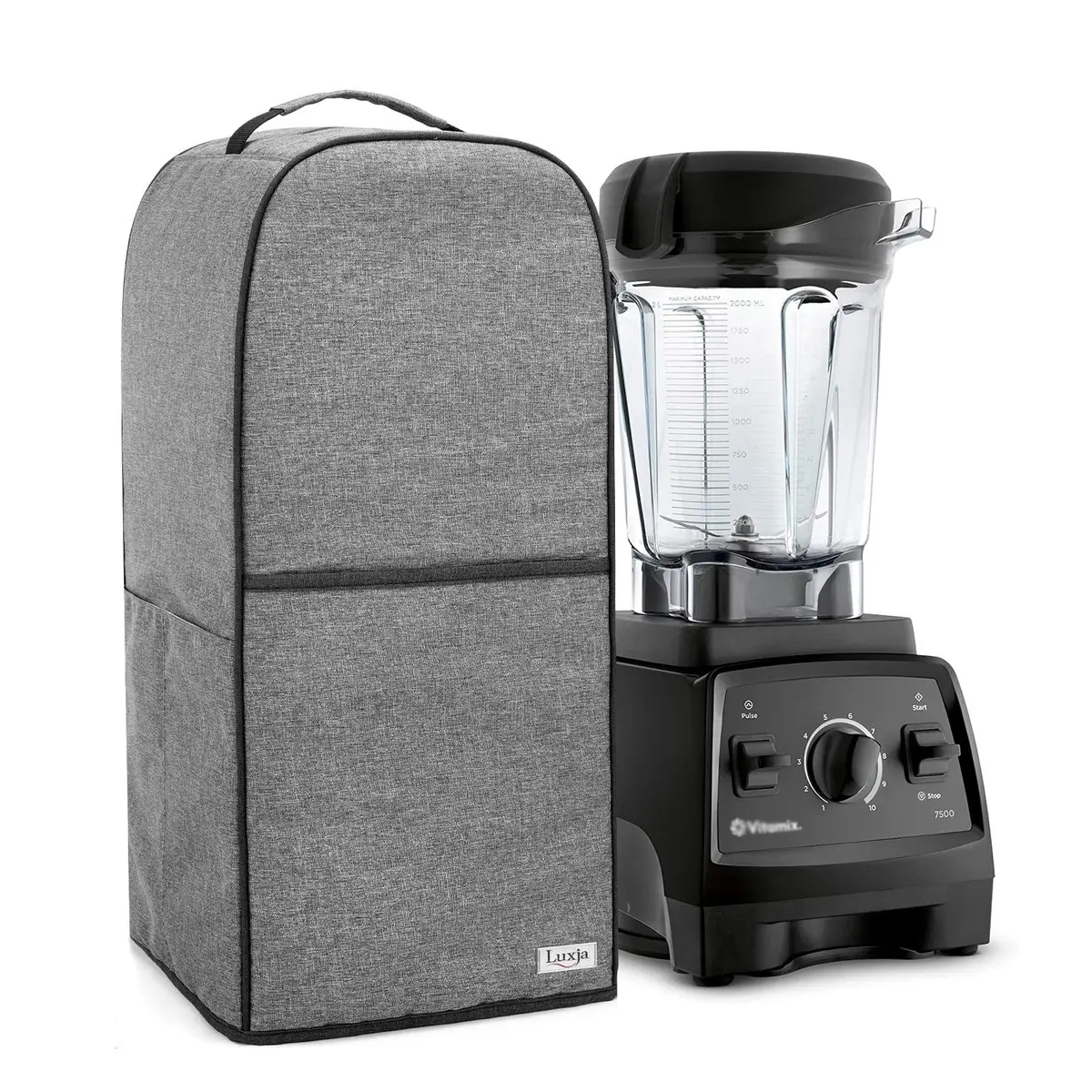 LUXJA Blender Cover for Vitamix 64 oz Low-Profile Blender, Gray | Water-Resistant Nylon Dust Protector - main product image