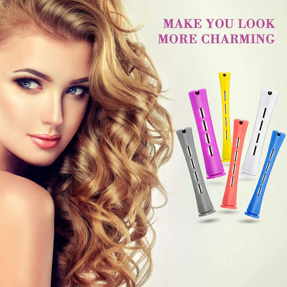 WILLBOND 60 Pcs Hair Perm Rods Set with Tail Comb, Multi Sizes (0.75-0.28 inch) - view 5