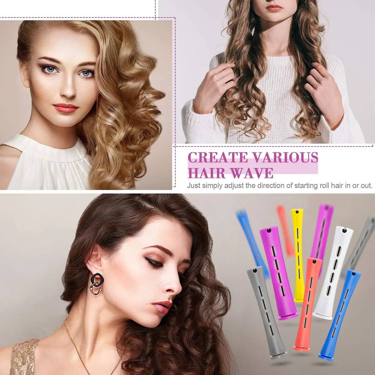 WILLBOND 60 Pcs Hair Perm Rods Set with Tail Comb, Multi Sizes (0.75-0.28 inch) - view 7