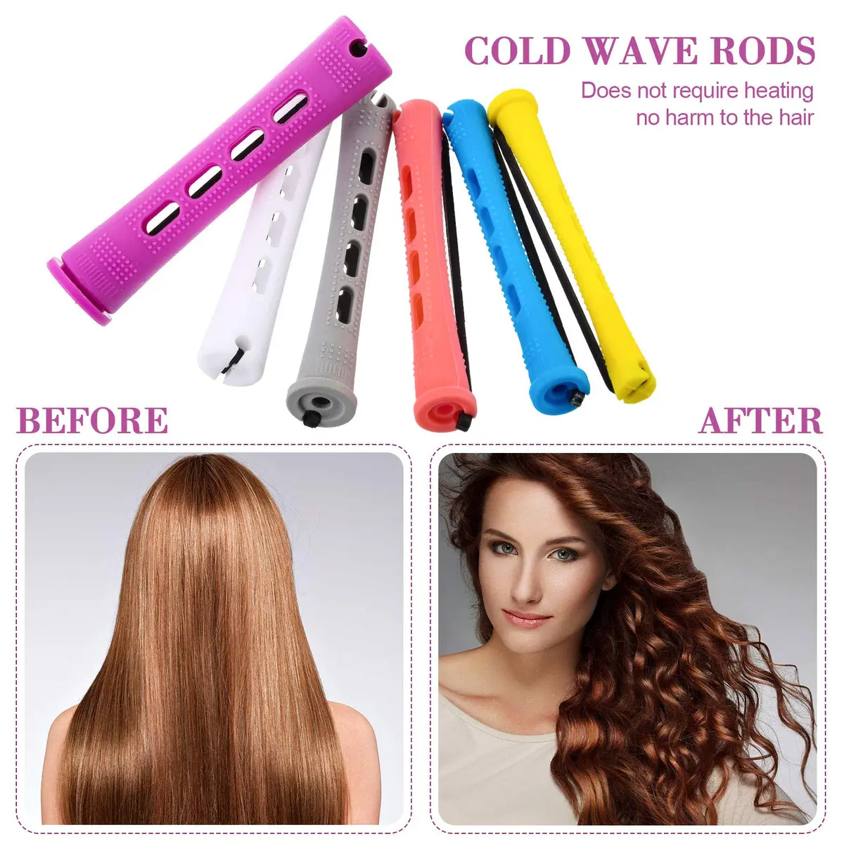WILLBOND 60 Pcs Hair Perm Rods Set with Tail Comb, Multi Sizes (0.75-0.28 inch) - view 4