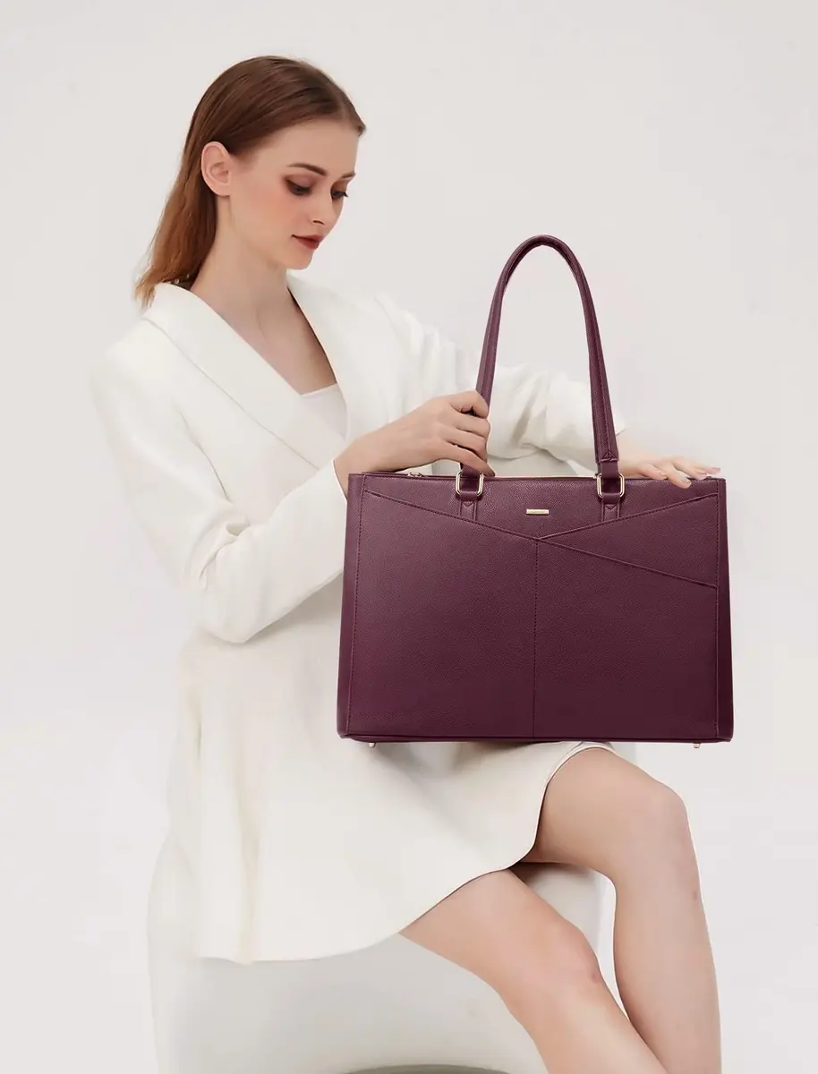 LOVEVOOK Laptop Tote Bag for Women 15.6 Inch Purple | Water-Resistant Business Work Bag with Laptop Compartment - view 2
