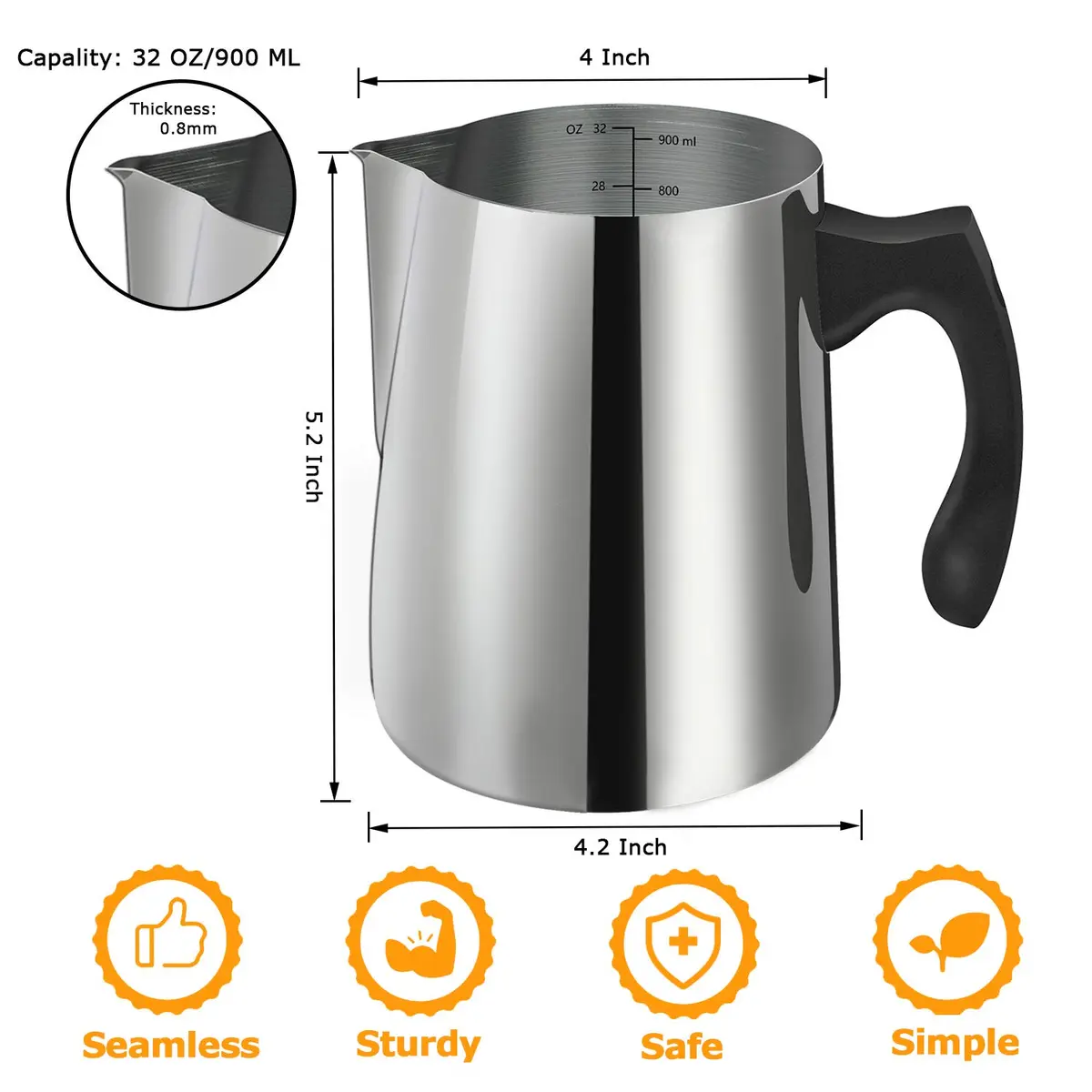 BBAXI 900ml (32oz) Stainless Steel Candle Pouring Pot with Dripless Spout | Ideal for DIY Candle Making - view 2