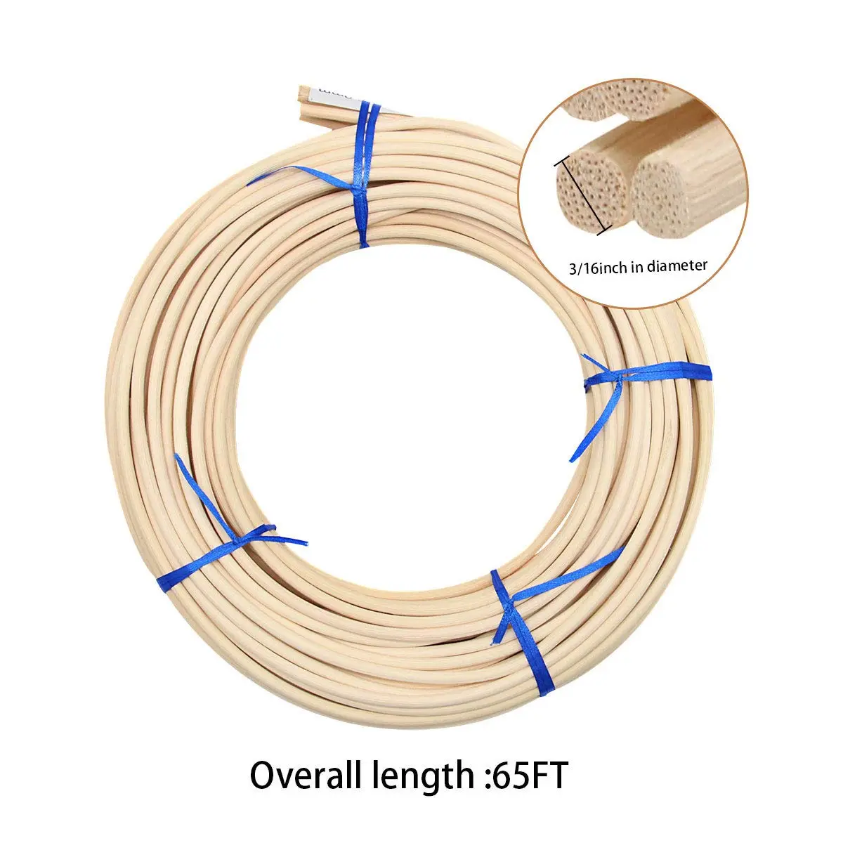 KEILEOHO #8 Reed Spline 65 Feet x 3/16 Inch Cane Webbing for Weaving, Chair Repair & Crafts - view 3