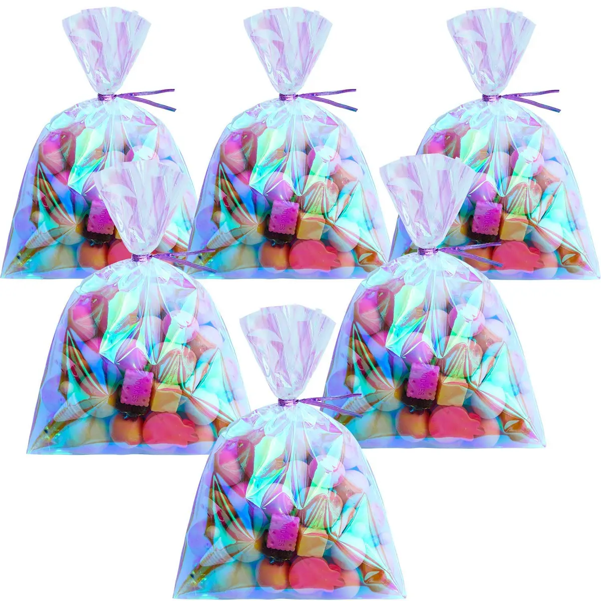 Shappy Iridescent Cellophane Bags 5 x 7 Inch | Holographic Gift Wrap for Parties - main product image