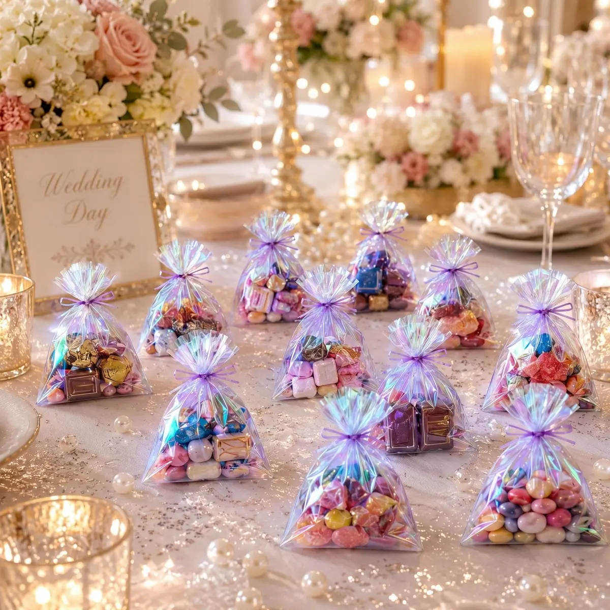 Shappy Iridescent Cellophane Bags 5 x 7 Inch | Holographic Gift Wrap for Parties - view 5