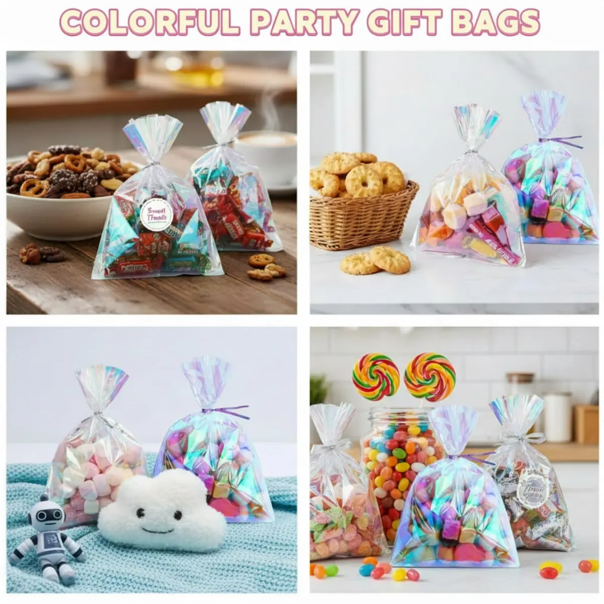 Shappy Iridescent Cellophane Bags 5 x 7 Inch | Holographic Gift Wrap for Parties - view 6