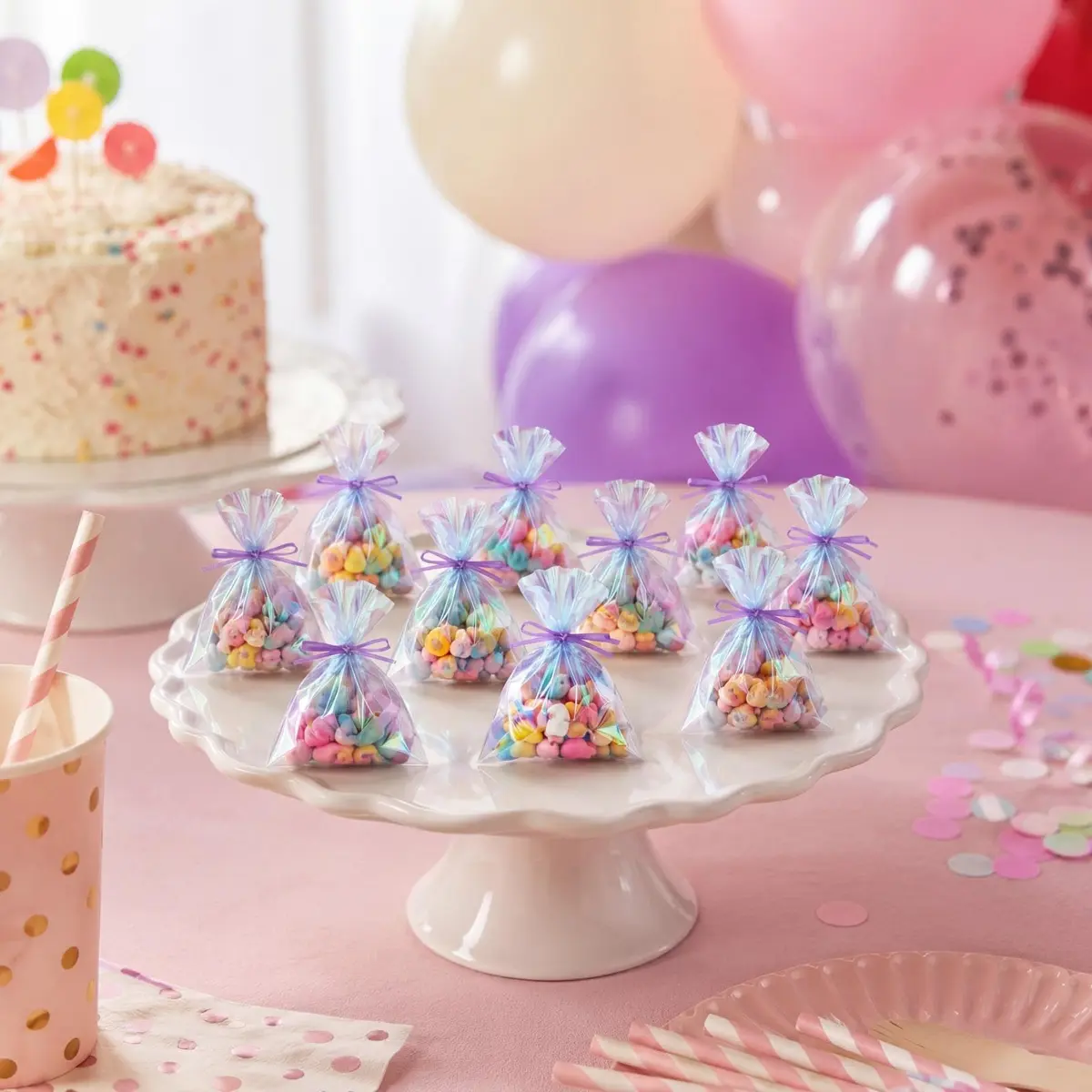 Shappy Iridescent Cellophane Bags 5 x 7 Inch | Holographic Gift Wrap for Parties - view 4