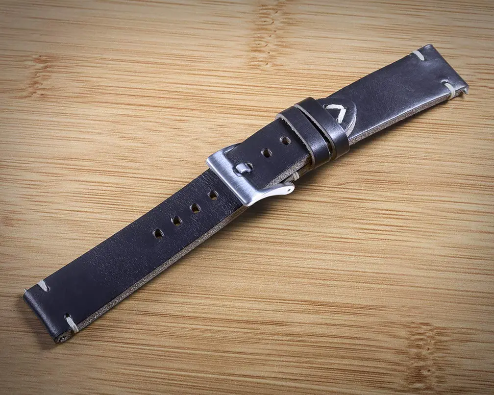hemsut h Leather Watch Bands, Horween Leather Watch Strap for Men 18mm | Vintage Handmade Wrap - view 6