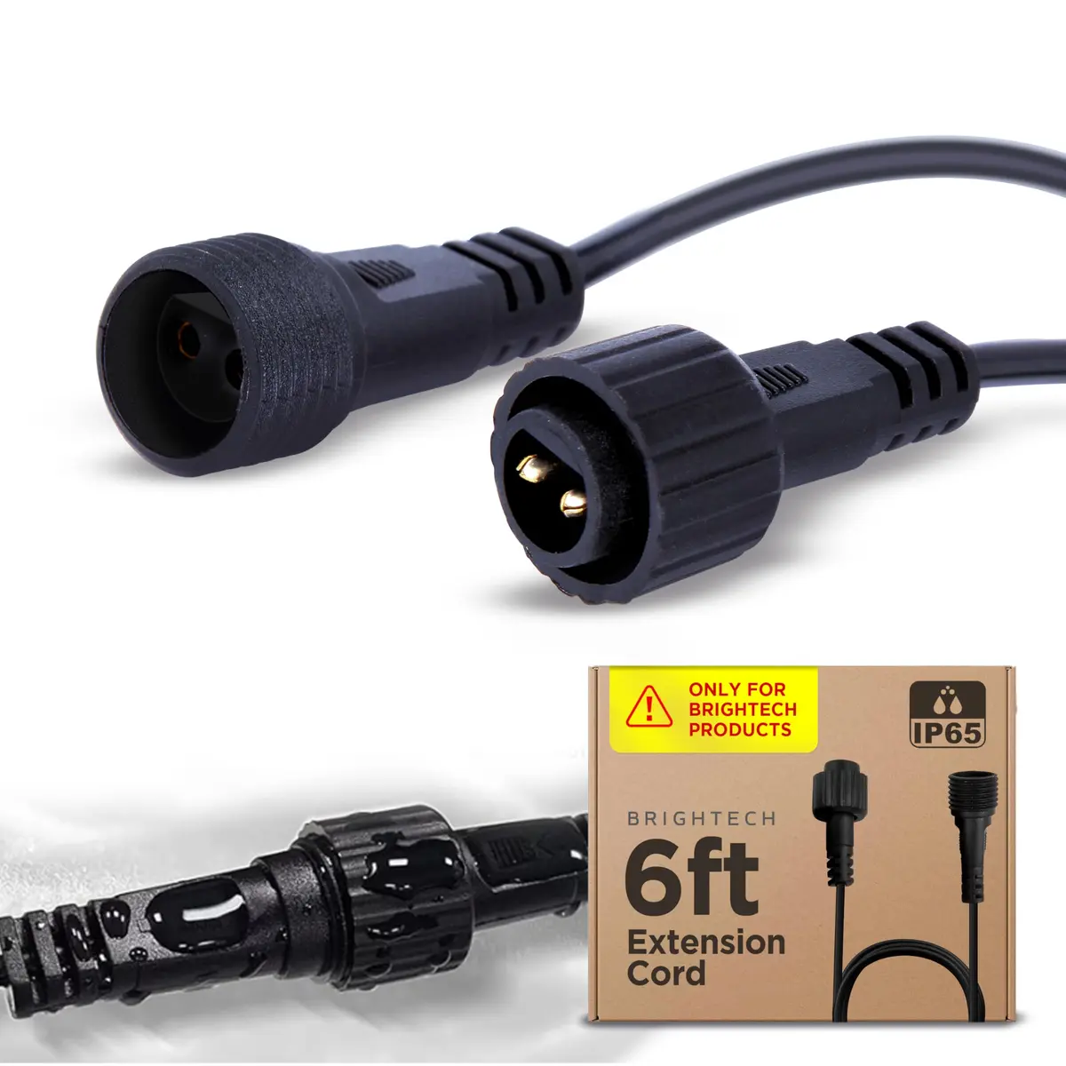 Brightech Ambience Pro Waterproof Extension Cable for Solar String Lights | 6 Ft Rugged, Reliable Outdoor Cord - main product image