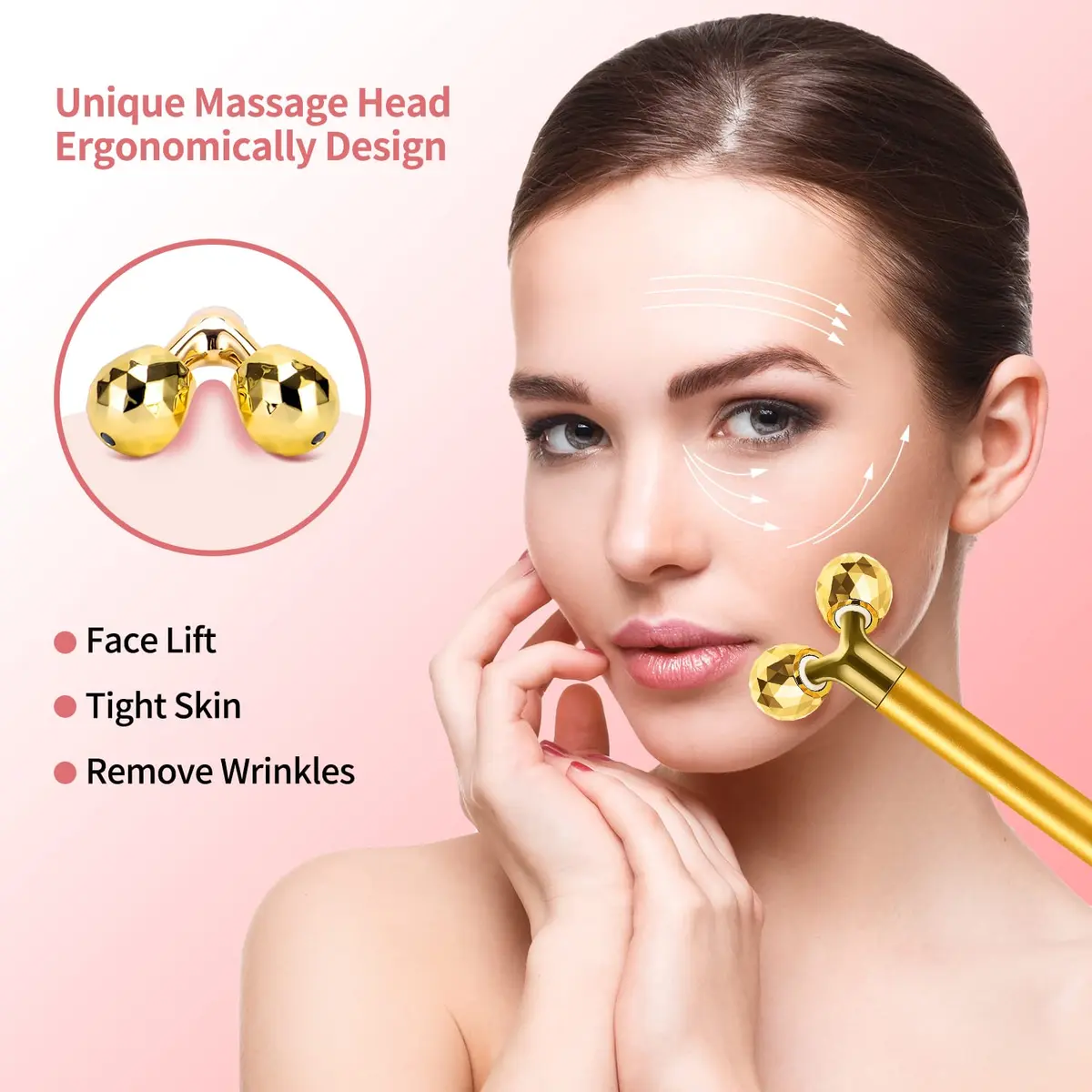 DANGSHAN 2-in-1 Electric Face Massager 24k Golden Face Roller, 3D & Crescent Shape | Skin Rejuvenation Tool - view 7