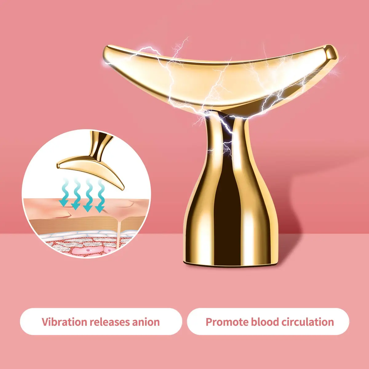 DANGSHAN 2-in-1 Electric Face Massager 24k Golden Face Roller, 3D & Crescent Shape | Skin Rejuvenation Tool - view 2