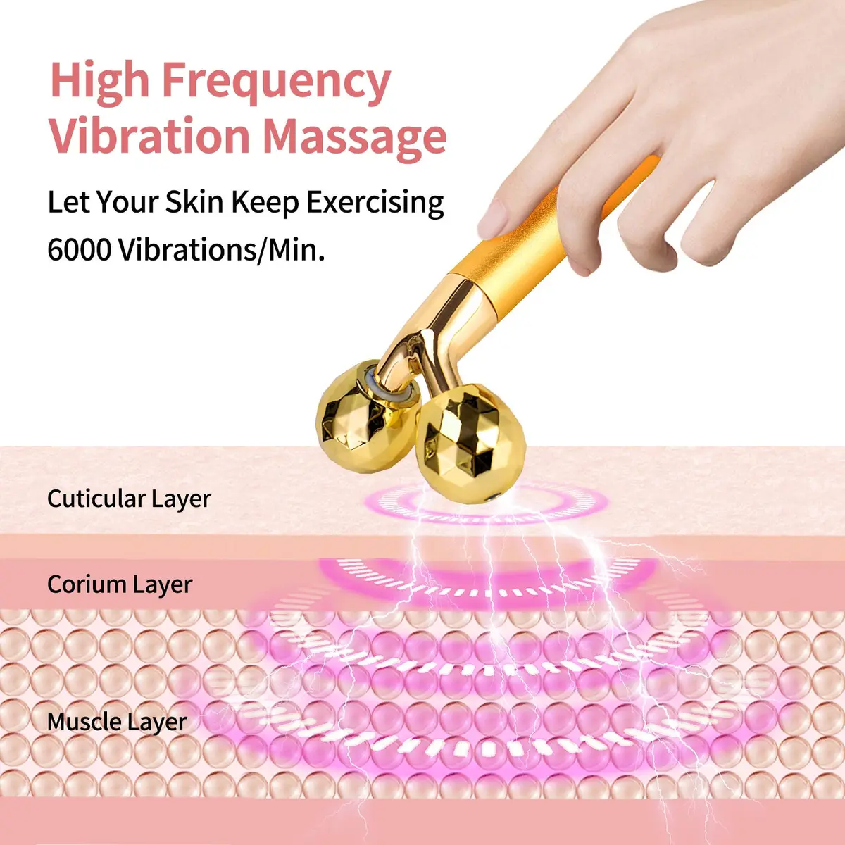 DANGSHAN 2-in-1 Electric Face Massager 24k Golden Face Roller, 3D & Crescent Shape | Skin Rejuvenation Tool - view 4