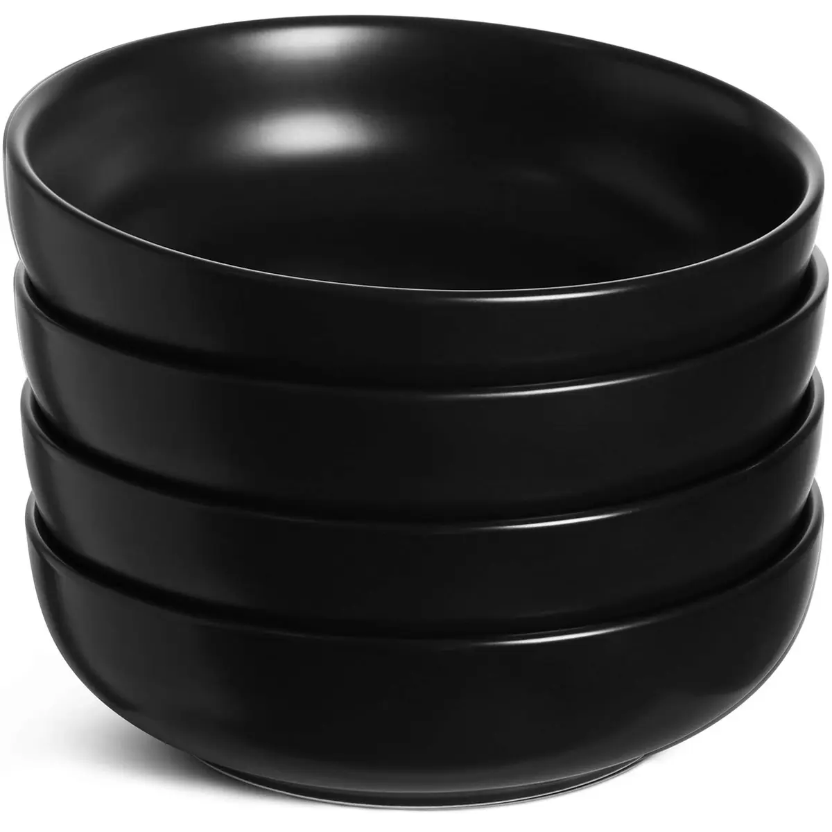 LE TAUCI Pasta Bowls 45 oz Set of 4 | Large Microwave-Safe Dinnerware in Matte Black - main product image