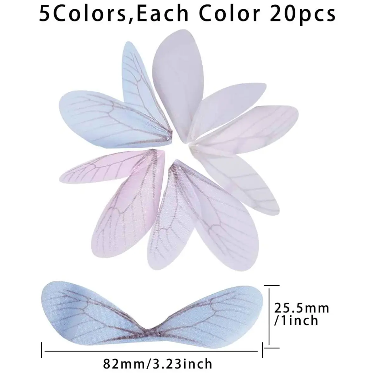 SUNNYCLUE 100Pcs Dragonfly Wing Charms 82mm x 25.5mm | Organza Charms for Jewelry Making - view 2