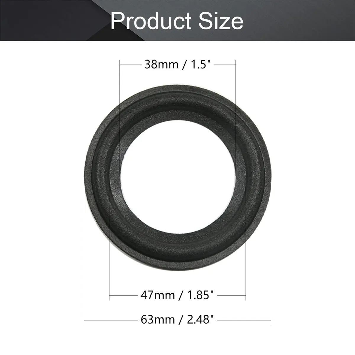Fielect 2.5 Inch Foam Speaker Edge Surround Rings (63mm/2.46" OD) | Pack of 4 for Speaker Repair - view 2