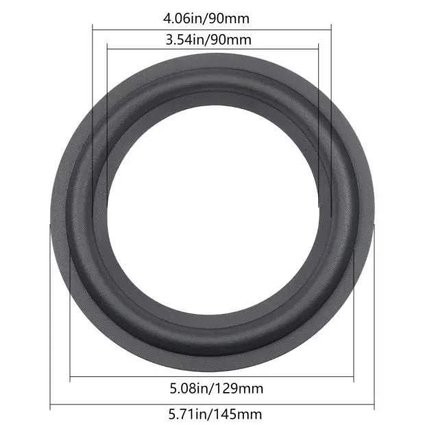 Fielect Black Foam Speaker Edge Surround Rings Replacement Kit 142mm (5.54") | For Speaker Repair & DIY - view 2