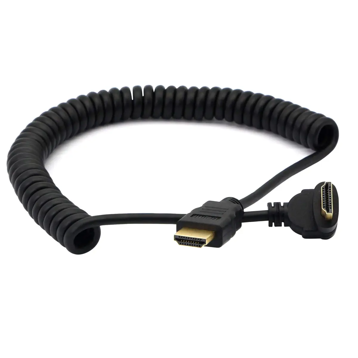 Excuty Right Angle HDMI Coiled Cable 1.8m (6 ft) | Supports 1080P 3D - main product image
