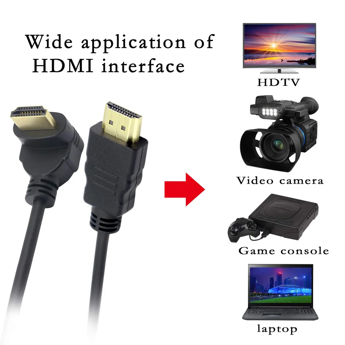 PNGKNYOCN Right Angle HDMI Coiled Cable 1.5m (6 ft) Upward Angle Male to Male | Camera Monitor Connection - view 6