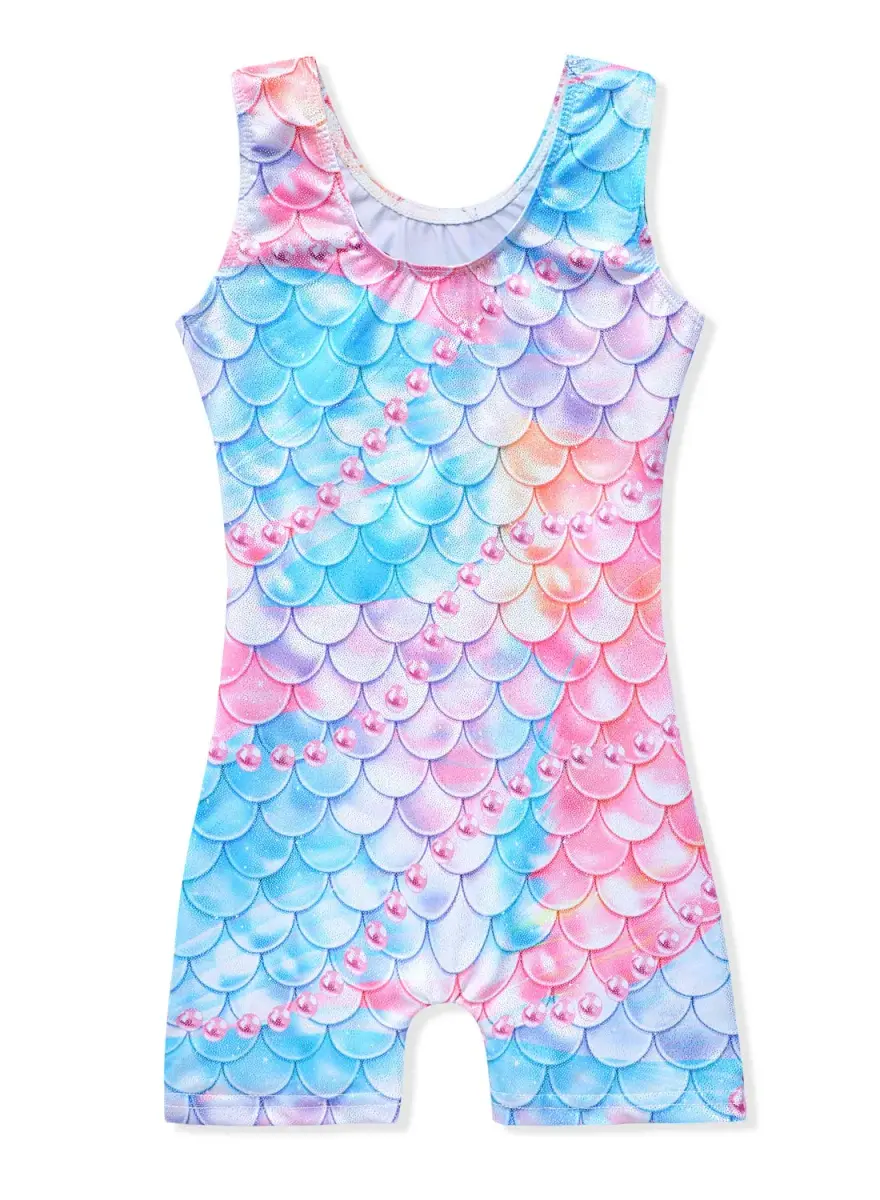 Belovance Girls Gymnastics Leotard Colorful Mermaid 7-8 Years | Shiny Rainbow Athletic Dance Wear - view 2