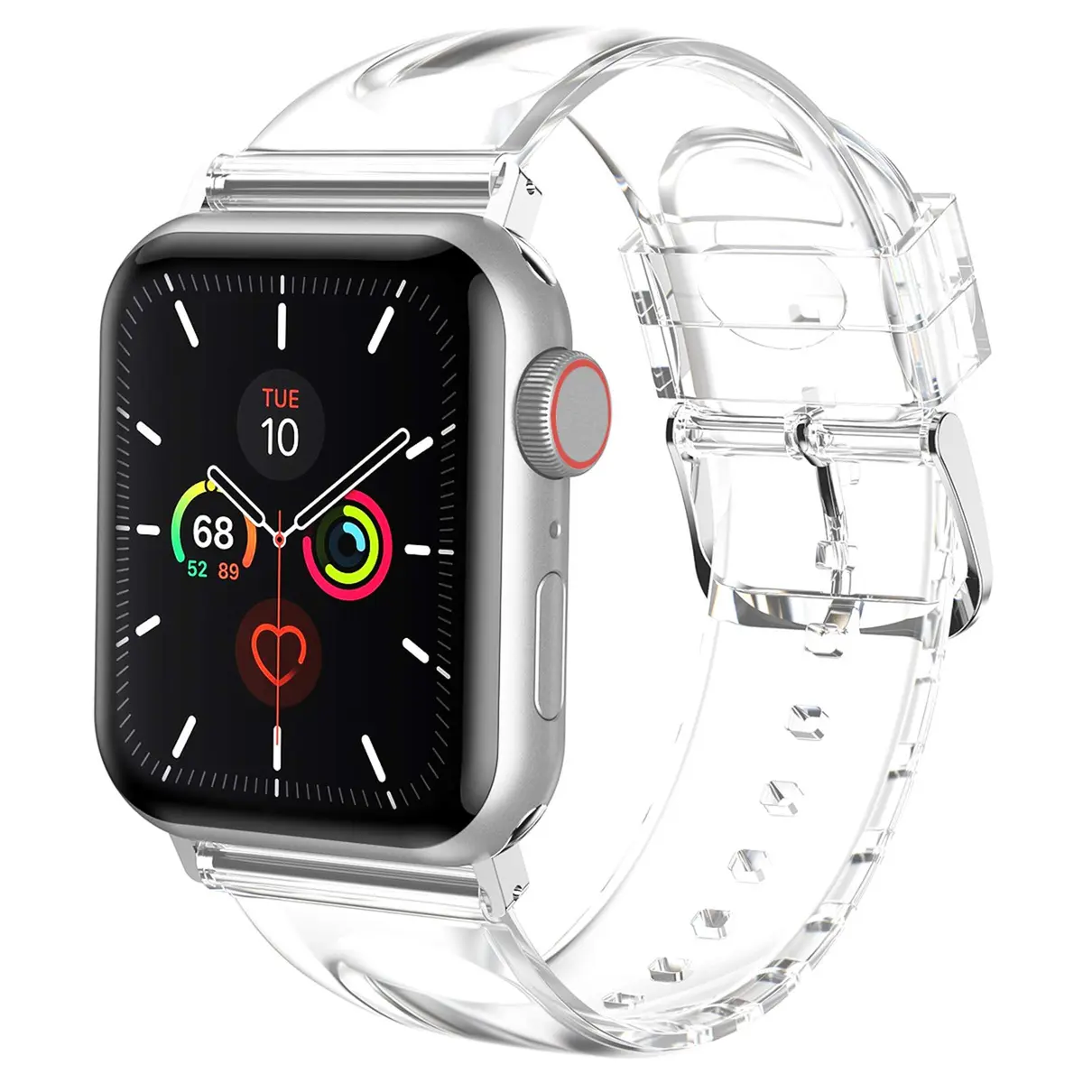 iiteeology Compatible with Apple Watch Band 42mm-46mm | Clear Silicone, Waterproof & Adjustable for Women Series 1-12 - main product image