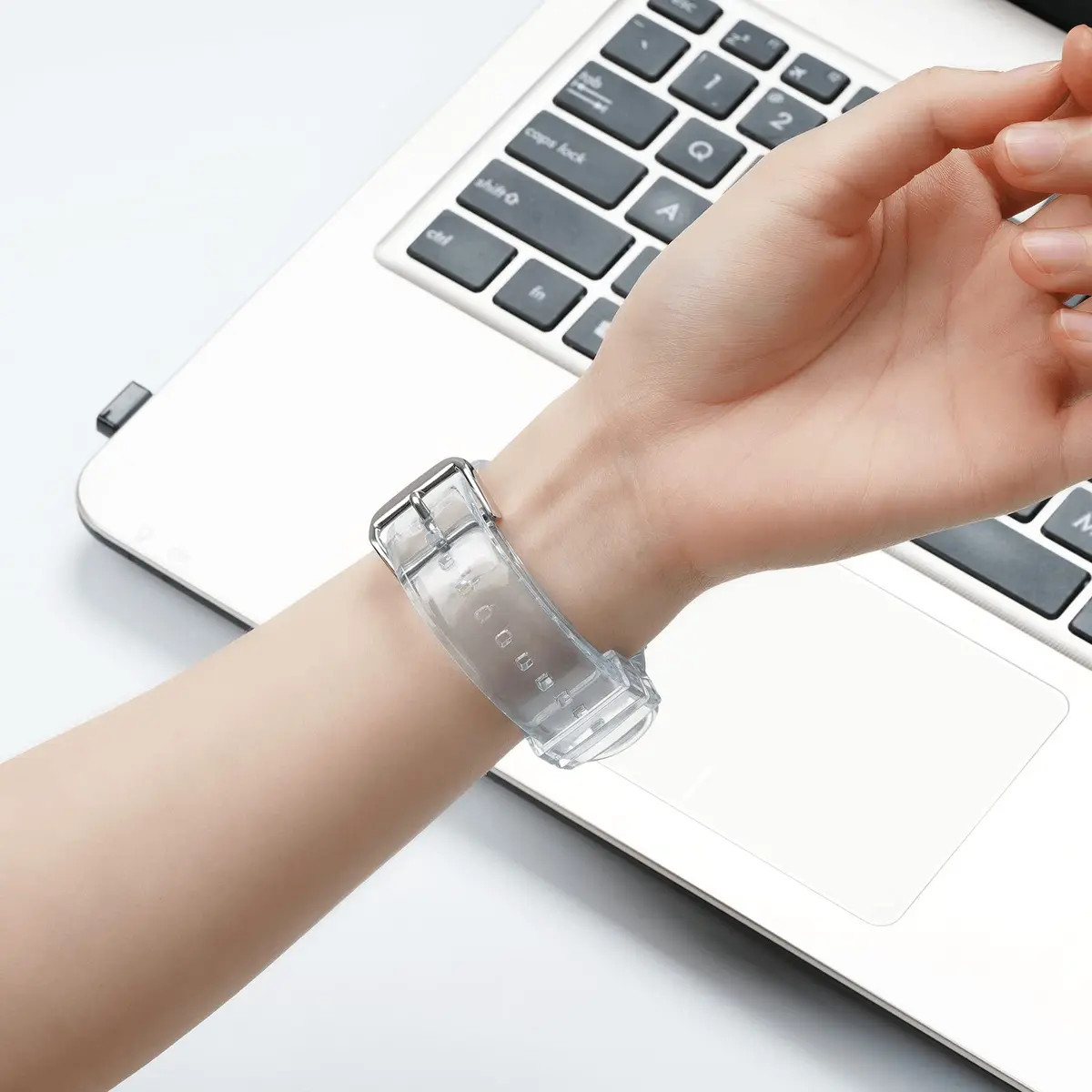 iiteeology Compatible with Apple Watch Band 42mm-46mm | Clear Silicone, Waterproof & Adjustable for Women Series 1-12 - view 6
