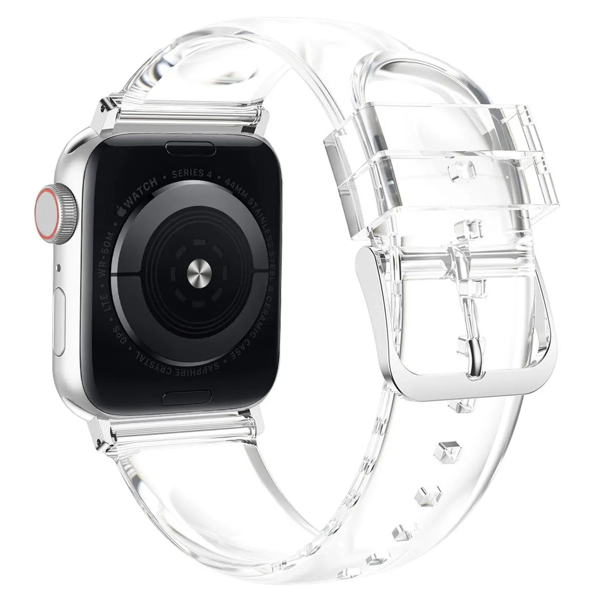 iiteeology Compatible with Apple Watch Band 42mm-46mm | Clear Silicone, Waterproof & Adjustable for Women Series 1-12 - view 2