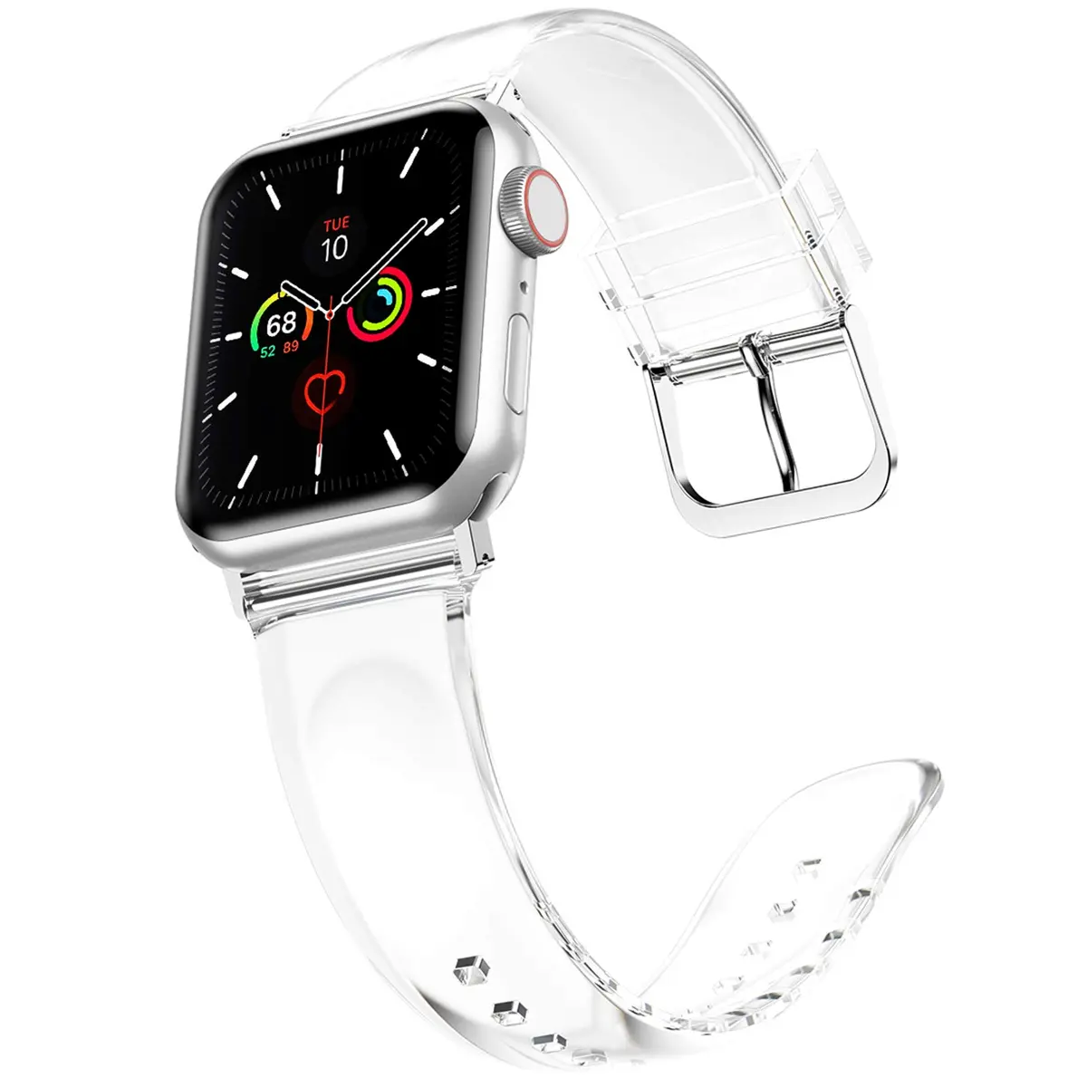 iiteeology Compatible with Apple Watch Band 42mm-46mm | Clear Silicone, Waterproof & Adjustable for Women Series 1-12 - view 3