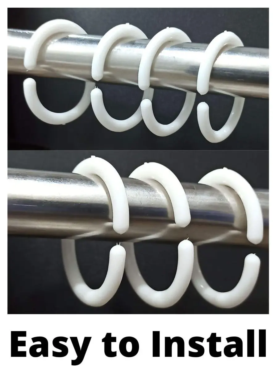 FAPBADRI Plastic Shower Curtain Rings, 36 Pieces | Rust-Free C-Design for Easy Installation - view 5