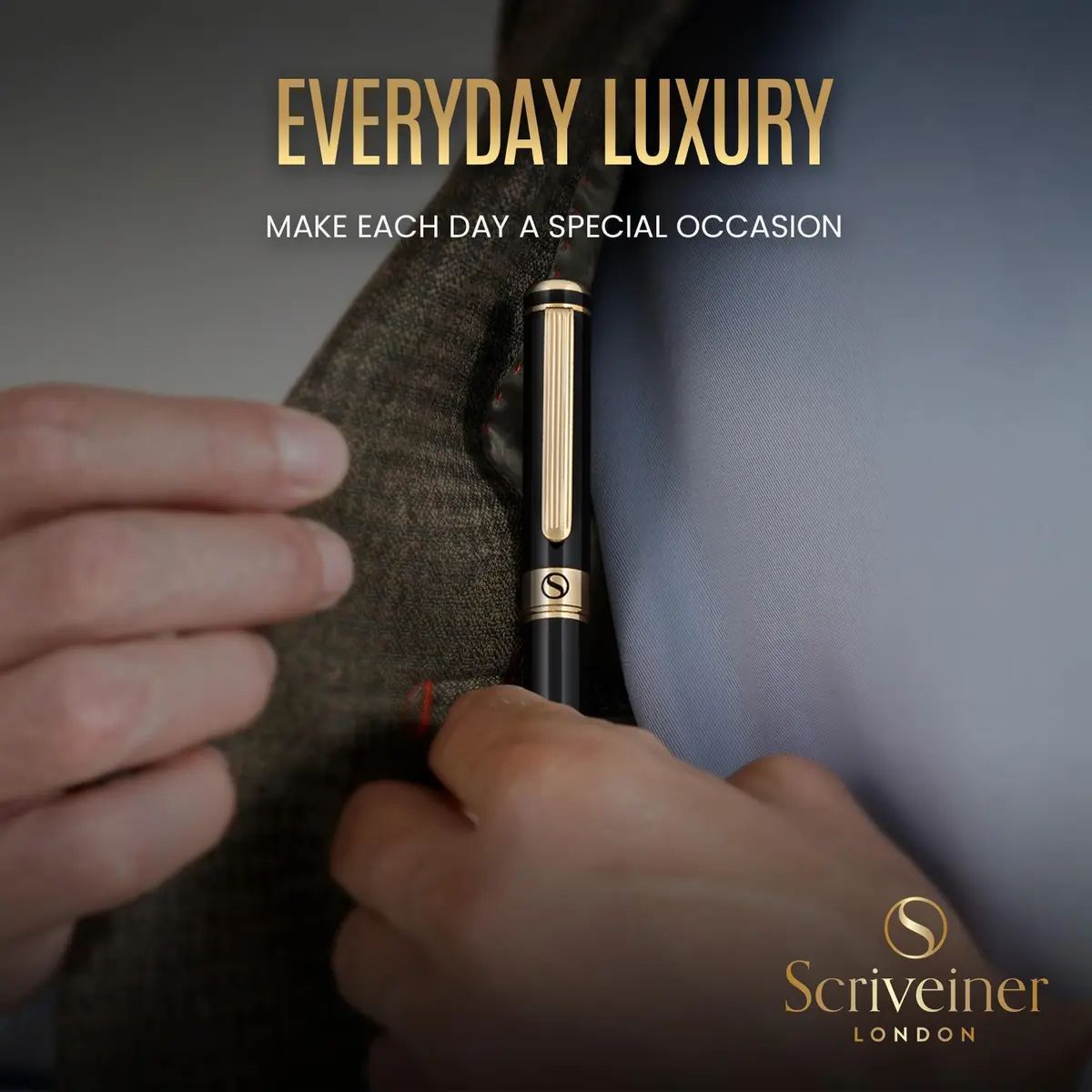 Scriveiner Luxury Fountain Pen - Black Lacquer, Gold Finish, Schmidt Gilded Nib, Converter | Elegant British Design (110 characters) - view 7
