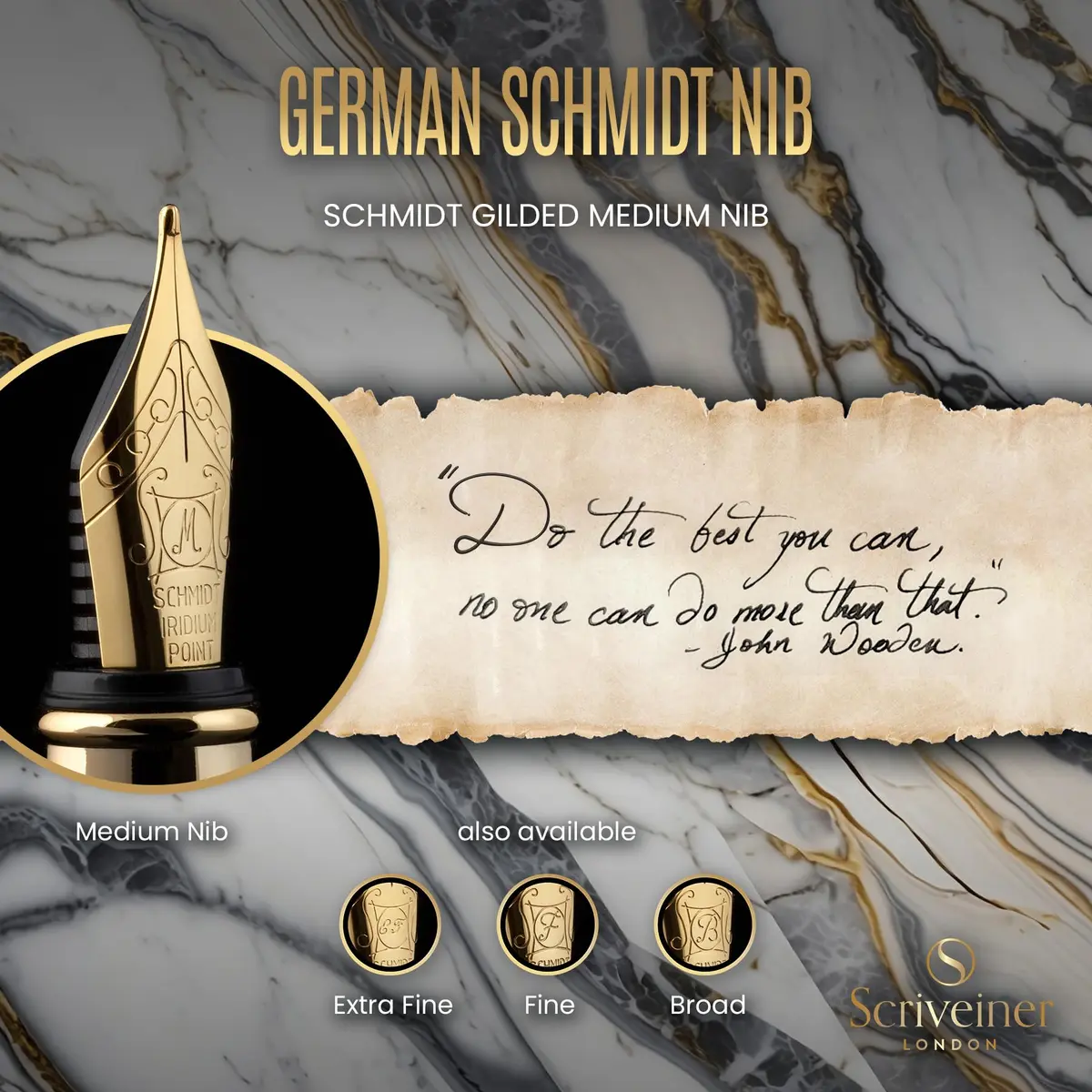 Scriveiner Silver Chrome Fountain Pen with Gold Finish Schmidt Nib (Medium) | Luxury Executive Pen for Professionals - view 5