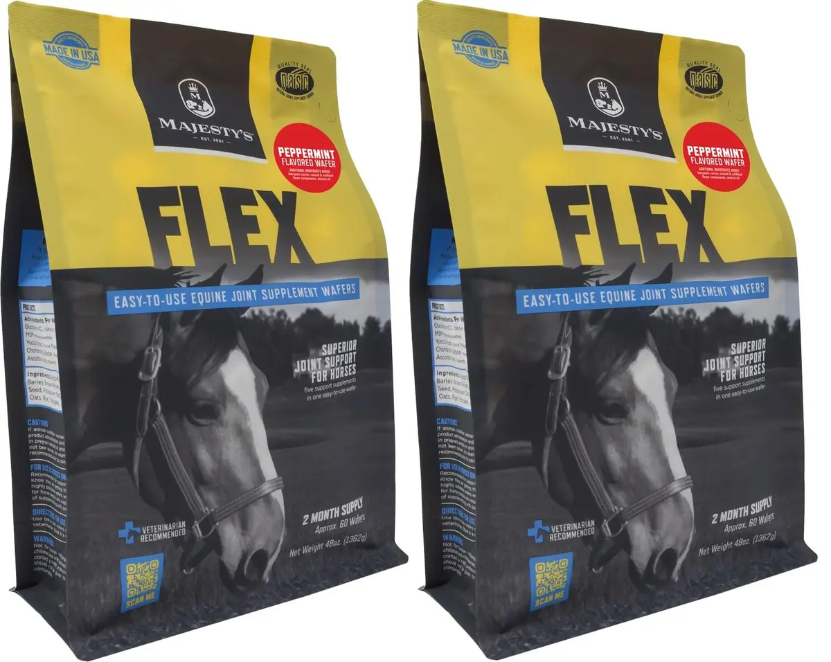 Majesty's Flex Wafers - Superior Horse/Equine Joint Support Supplement - Glucosamine, MSM, Chondroitin, Yucca, Vitamin C (Peppermint, 120 Count) - main product image